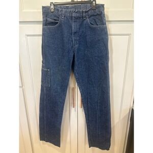 Bulwark FR Mens Flame Resistant Carpenter Work Jeans Dark Wash Blue Denim 34x37